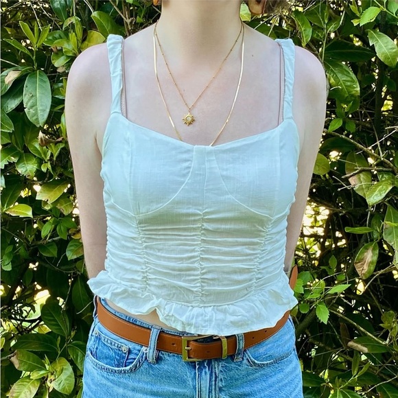 Tops - White Bustier Cottagecore/Fairycore Tank with Bottom Ruffle